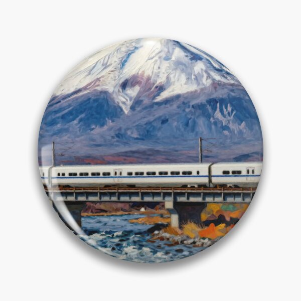 Item preview, Shinkansen Bullet Train Crossing Fujikawa Bridge with Mount Fuji Background - Autumn Landscape in Japan designed and sold by Gabi.Media.