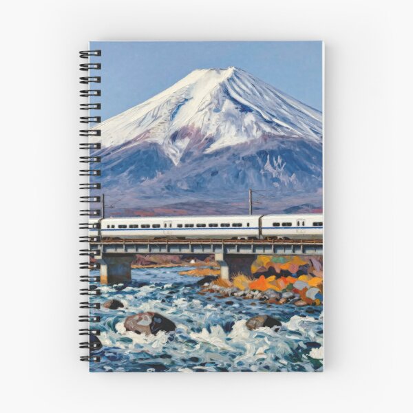 Item preview, Shinkansen Bullet Train Crossing Fujikawa Bridge with Mount Fuji Background - Autumn Landscape in Japan designed and sold by Gabi.Media.