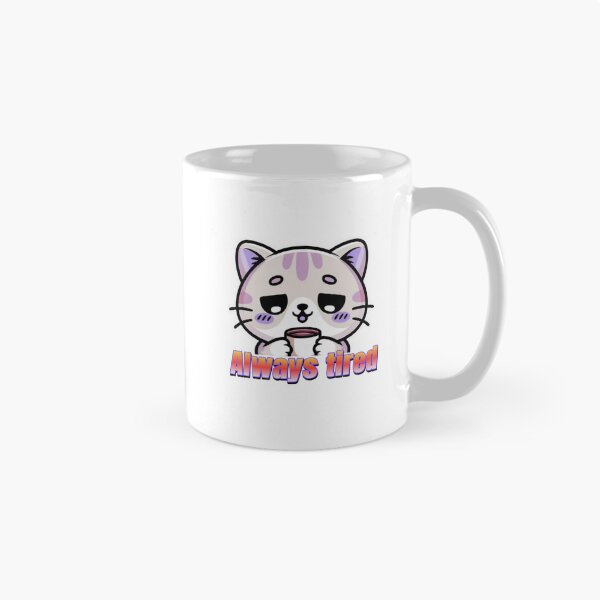 Item preview, Always Tired Cute Cat Sticker – Sleepy Coffee Kawaii Kitty designed and sold by sochadesigner.