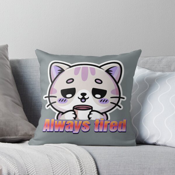 Item preview, Always Tired Cute Cat Sticker – Sleepy Coffee Kawaii Kitty designed and sold by sochadesigner.