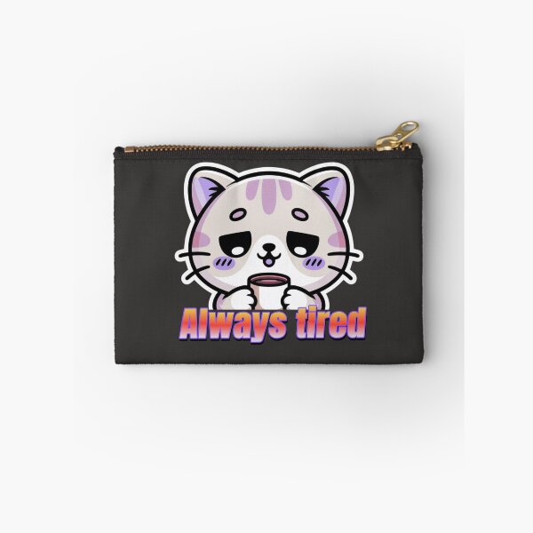 Item preview, Always Tired Cute Cat Sticker – Sleepy Coffee Kawaii Kitty designed and sold by sochadesigner.