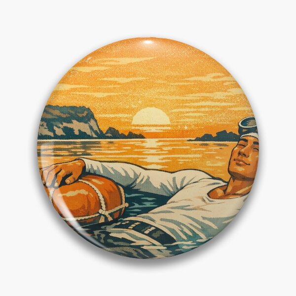 Item preview, KOREA HAENAM - Male Sea Diver Resting at Sunrise Jeju Island Retro Vintage Poster designed and sold by KOREA-HAENAM.