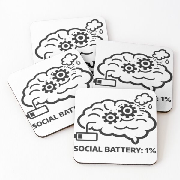 Item preview, Social Battery 1% Funny Introvert Brain Design designed and sold by MS-DesignArt.
