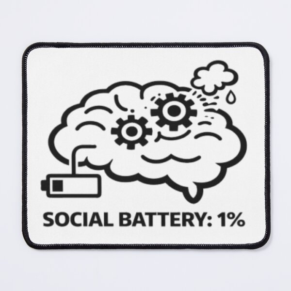 Item preview, Social Battery 1% Funny Introvert Brain Design designed and sold by MS-DesignArt.