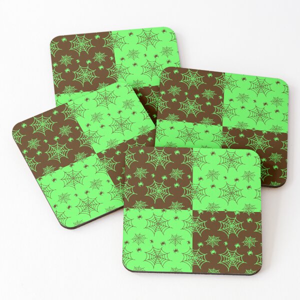 Item preview, Green and dark brown interchange web pattern designed and sold by serenebookworm.