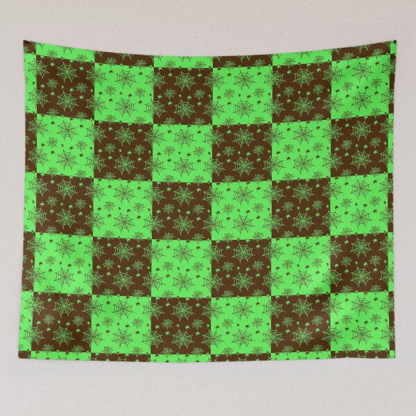 Item preview, Green and dark brown interchange web pattern designed and sold by serenebookworm.