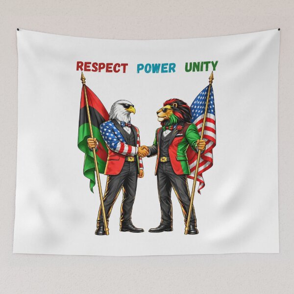 Item preview, Respect Power Unity Eagle Lion Handshake Juneteenth Freedom Design designed and sold by ArtSpark Studio.
