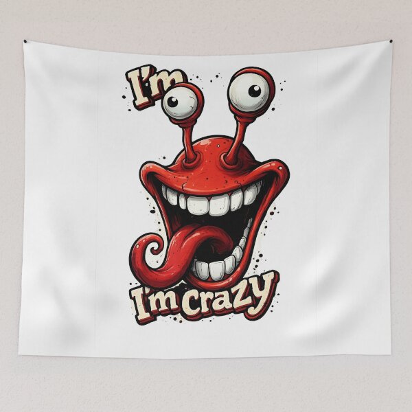 Item preview, Crazy Red Monster Cartoon Illustration designed and sold by Shirtaholism.