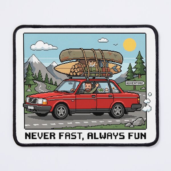 Item preview, 240 Sedan Pixel Art Adventure Never Fast Always Fun Graphic designed and sold by Off-Road-Zone.