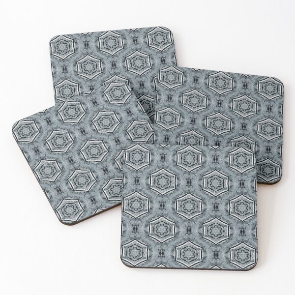 Item preview, Black Hexagon Geometric Pattern in Blue Gray designed and sold by Artistestella.