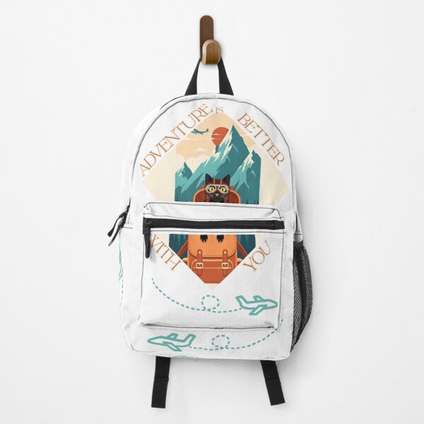Item preview, Adventure is Better with You – Travel Cat Backpack Mountain Illustration designed and sold by InfinitePawBond.