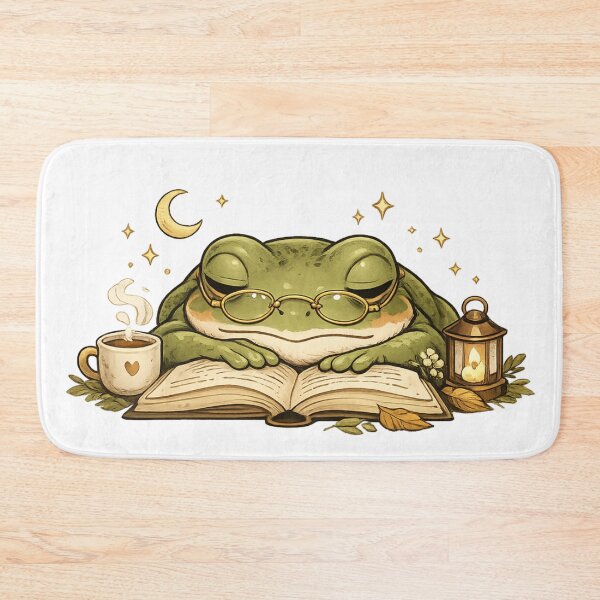 Item preview, Cozy Cottagecore Frog Reading Book designed and sold by Ora-kuro.