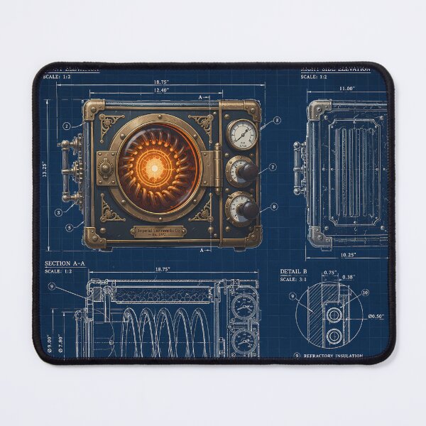 Item preview, Steampunk Oven Blueprint - Vintage Industrial Engineering Schematic designed and sold by The Visual Syllabus.