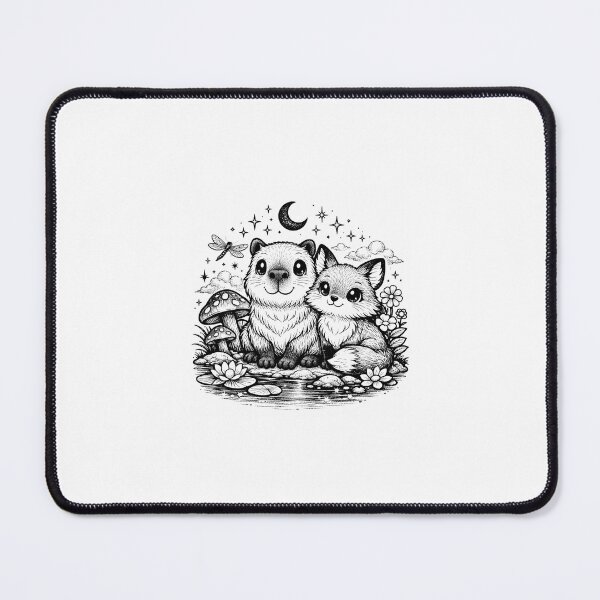 Item preview, Capybara with Fox Friend designed and sold by ArtfulSoules.