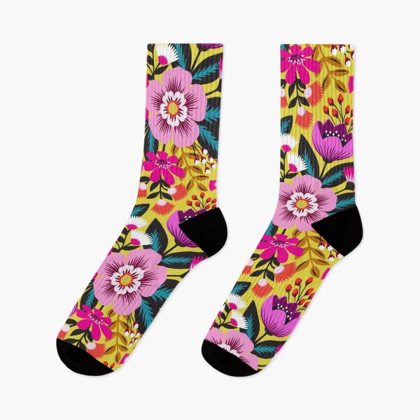 Artikelvorschau, Strahlender Boho-Blumenstrauß in Rosa und Gelb entworfen und verkauft von Jennifer Ladd.