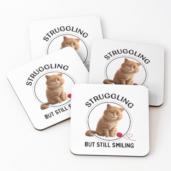 Item preview, Struggling But Still Smiling - Orange Cat - Mental Health Humor designed and sold by LAJdesigns.