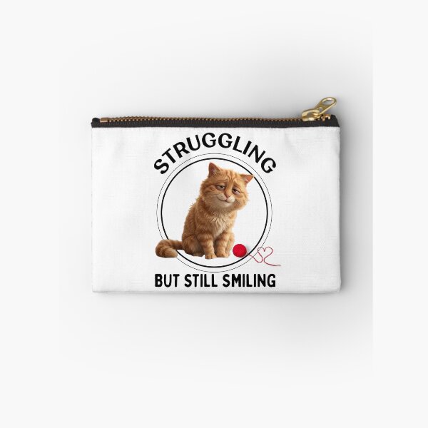Item preview, Struggling But Still Smiling - Orange Cat - Mental Health Humor designed and sold by LAJdesigns.