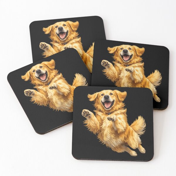 Item preview, Golden Retriever Jumping Illustration – Happy Dog Art, Cute Golden Retriever, Dog Lover Gift, Playful Retriever Design designed and sold by 486DesignCo.