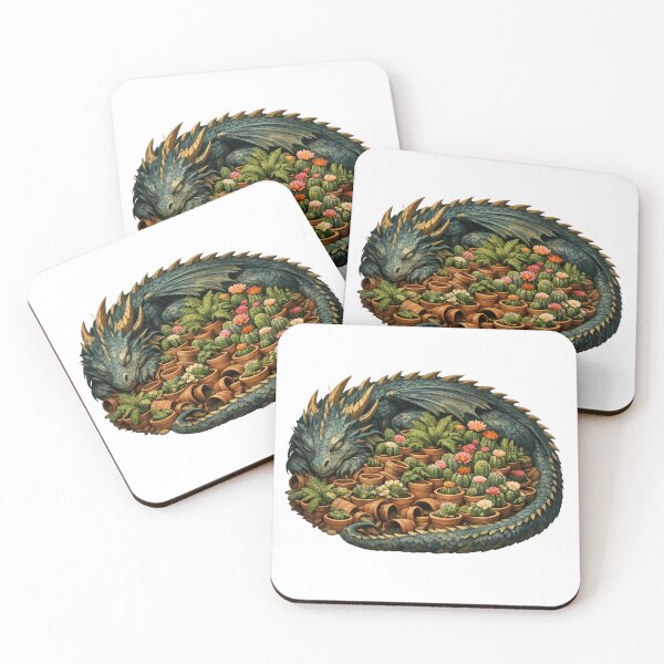 Item preview, Plant Hoarder Dragon - Fantasy Greenhouse Art designed and sold by Retro Mood Co.