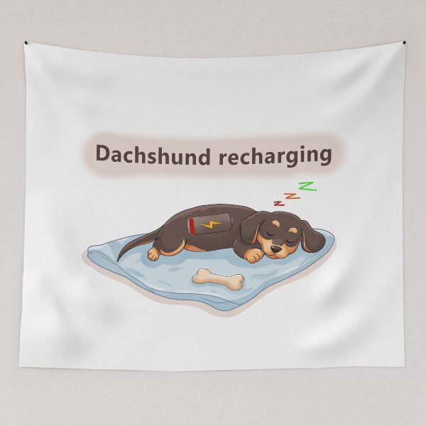 Item preview, Dachshund Recharging - Cute Sleaping Sausage Dog designed and sold by RabanDesigns.