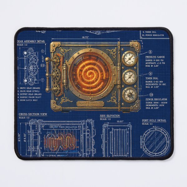 Item preview, Steampunk Thermic Regulator Oven Blueprint designed and sold by The Visual Syllabus.