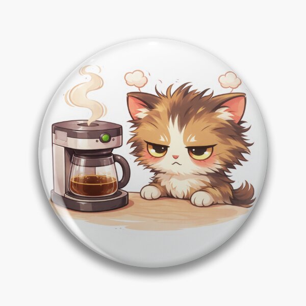 Item preview, Grumpy Cat Waiting for Coffee Sticker | Funny Kawaii Cat Gift designed and sold by SuyPrintArt.