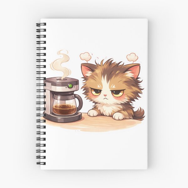 Item preview, Grumpy Cat Waiting for Coffee Sticker | Funny Kawaii Cat Gift designed and sold by SuyPrintArt.