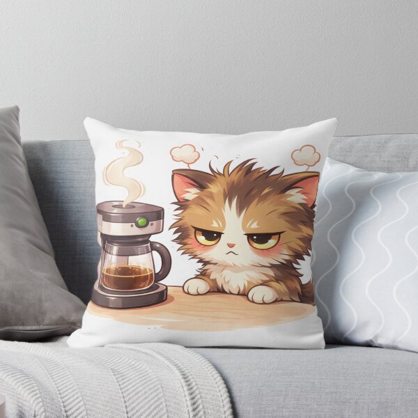 Item preview, Grumpy Cat Waiting for Coffee Sticker | Funny Kawaii Cat Gift designed and sold by SuyPrintArt.