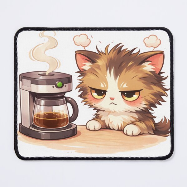 Item preview, Grumpy Cat Waiting for Coffee Sticker | Funny Kawaii Cat Gift designed and sold by SuyPrintArt.