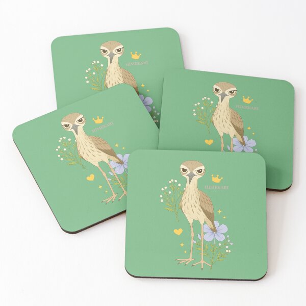 Item preview, Australian Stone-Curlew with Flowers - Solid Green designed and sold by HIMEKARI.