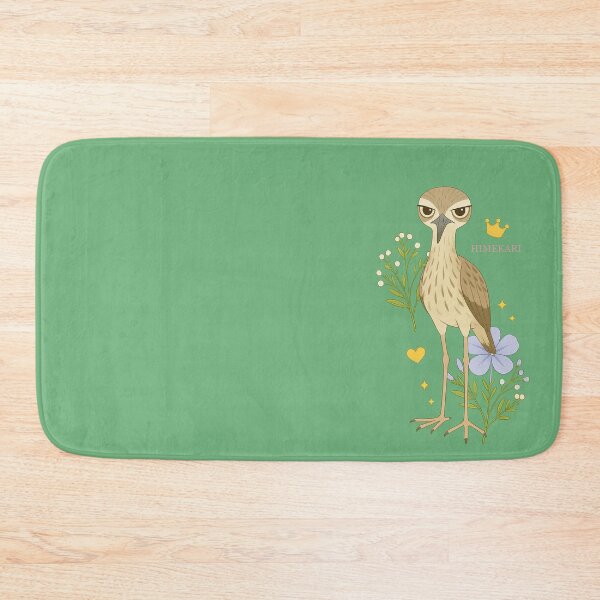 Item preview, Australian Stone-Curlew with Flowers - Solid Green designed and sold by HIMEKARI.
