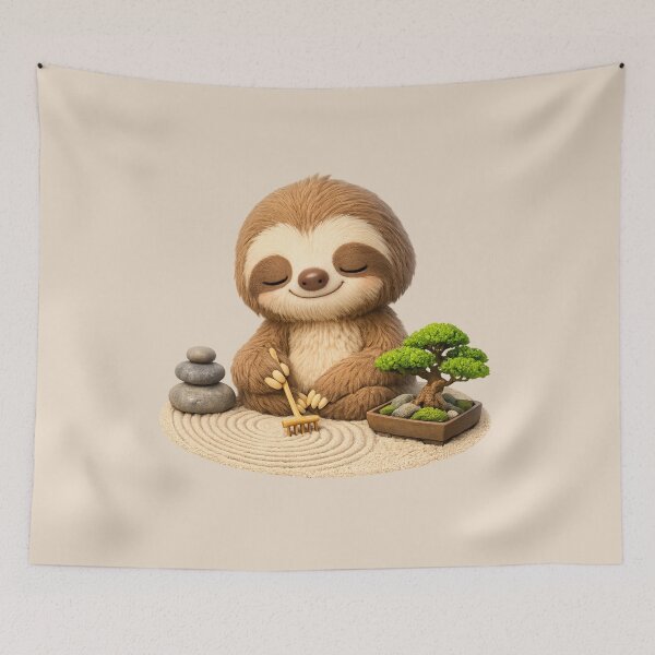 Item preview, Zen Sloth Bonsai Garden | Cute Kawaii Meditation Animal 3D CGI Aesthetic designed and sold by Moons Studio.