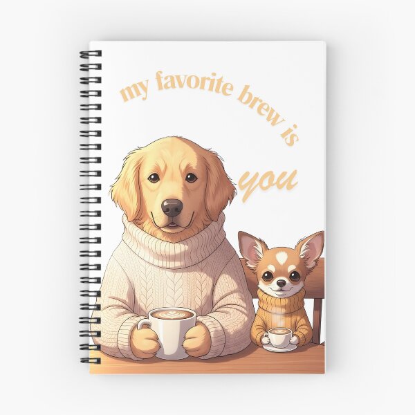 Item preview, My Favorite Brew is You – Cozy Dog Coffee Illustration with Golden Retriever & Chihuahua designed and sold by InfinitePawBond.