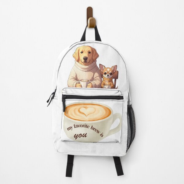 Item preview, My Favorite Brew is You – Cozy Dog Coffee Illustration with Golden Retriever & Chihuahua designed and sold by InfinitePawBond.