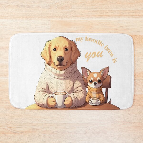 Item preview, My Favorite Brew is You – Cozy Dog Coffee Illustration with Golden Retriever & Chihuahua designed and sold by InfinitePawBond.