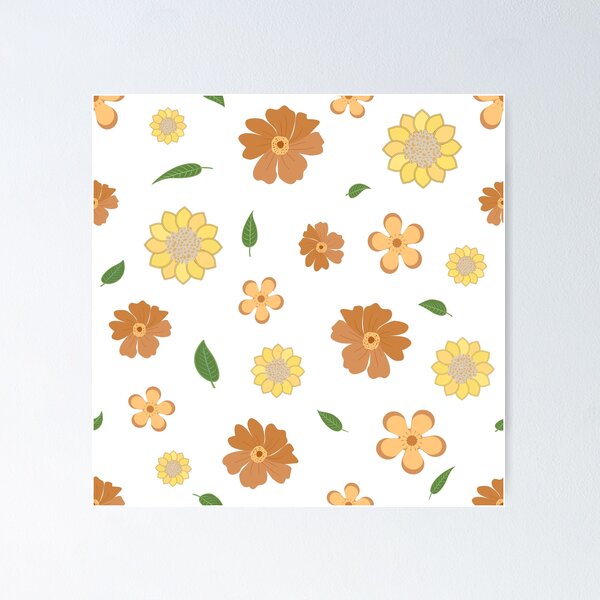 Item preview, Retro mustard and terracotta floral pattern designed and sold by Aidile.
