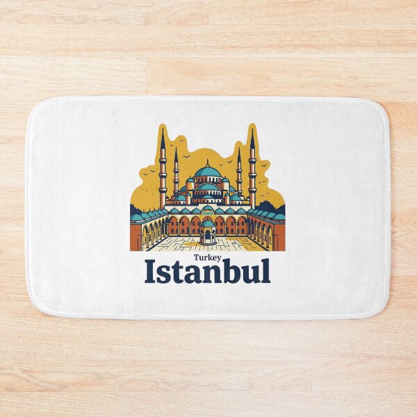 Artikelvorschau, Istanbul Blaue Moschee – Kräftige Retro-Grafik entworfen und verkauft von Inkworksbyshery.