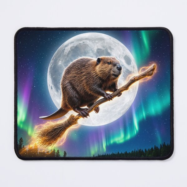 Item preview, Beaver Rides a Magical Broomstick designed and sold by Tridentulus.