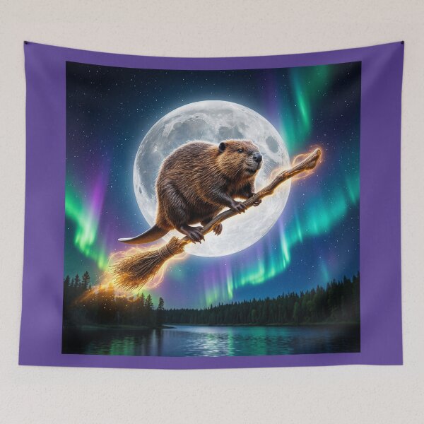 Item preview, Beaver Rides a Magical Broomstick designed and sold by Tridentulus.