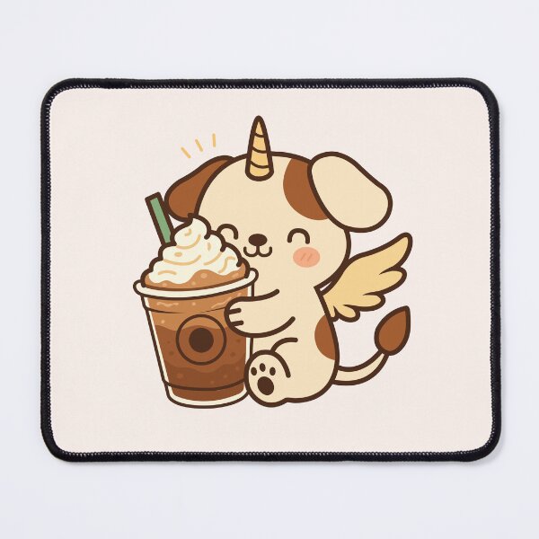 Item preview, Creamicorn Kawaii Fantasy Puppy Drinking Coffee Illustration designed and sold by PuffyMornings.