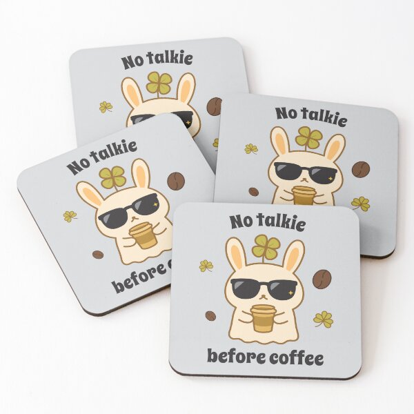 Item preview, Cute Ghost Bunny No Talkie Before Coffee Art designed and sold by PuffyMornings.