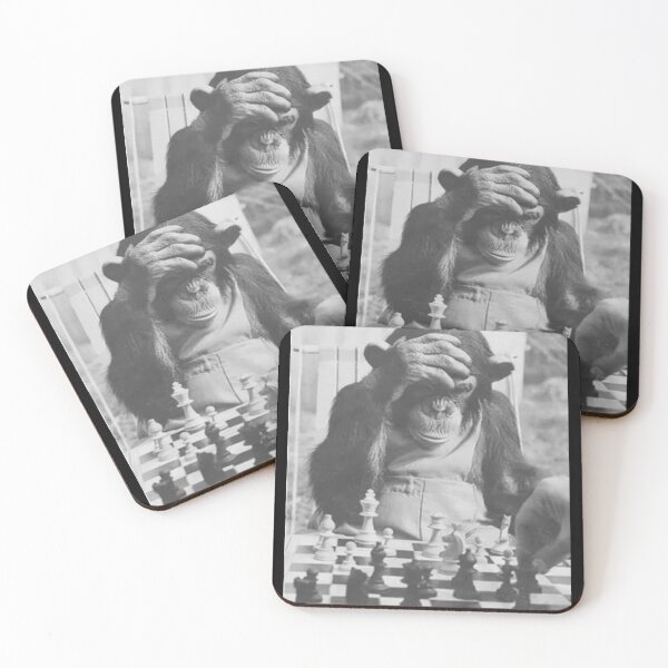 Item preview, Chimp Playing Chess Vintage Photo Retro Monkey designed and sold by ascribbler19.