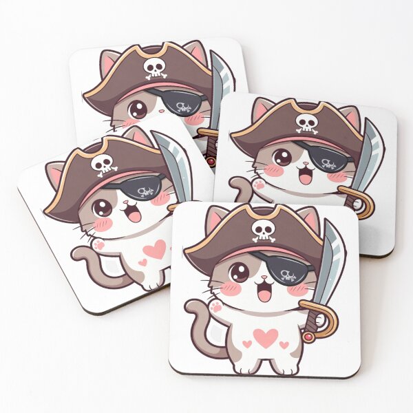 Item preview, Cute Kawaii Pirate Cat Sword Sticker Funny designed and sold by Hafcishop.