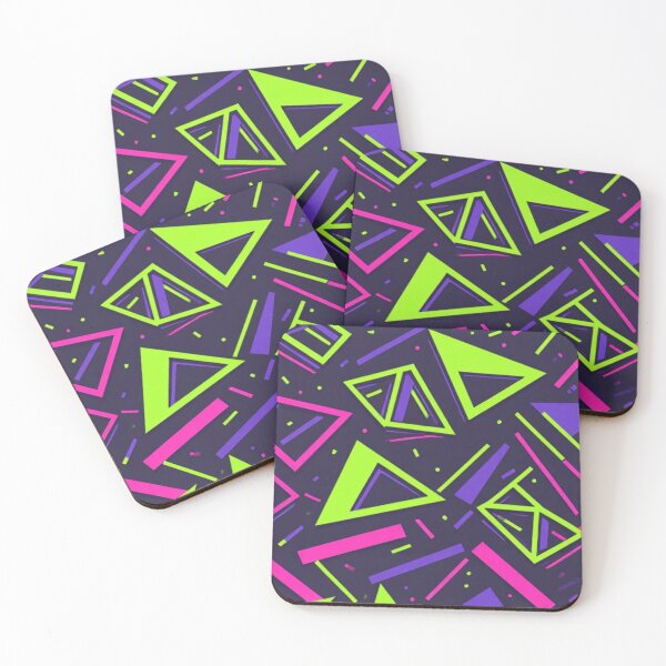 Item preview, Neon Geometric Retro-Futurist Cyber Triangles Pattern designed and sold by Jimakmo.