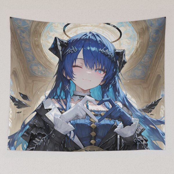 Item preview, Prelude Mostima Arknights Cathedral Angelic Anime Girl Blue Dress designed and sold by TanglenRabbit.