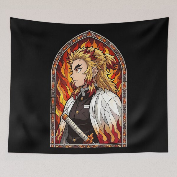 Item preview, Kyojuro Rengoku Demon Slayer Flame Blade Stained Glass designed and sold by mildaclairmo.