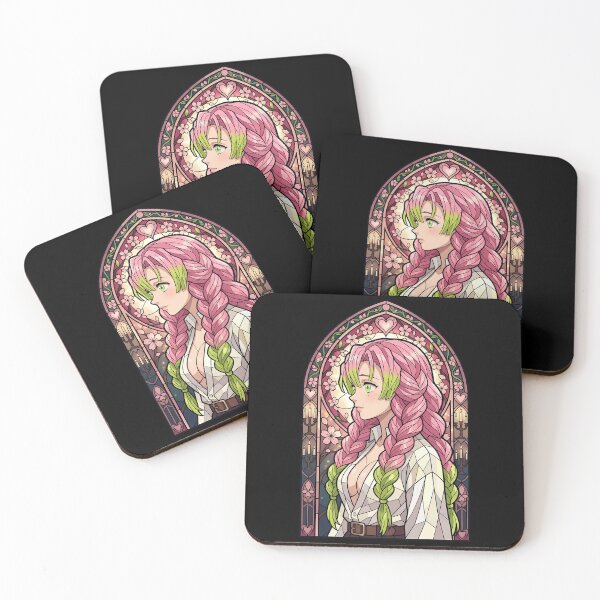 Item preview, Mitsuri Kanroji Demon Slayer Moonlit Cherry Blossom Stained Glass designed and sold by mildaclairmo.