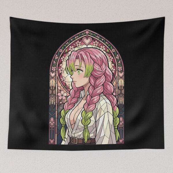 Item preview, Mitsuri Kanroji Demon Slayer Moonlit Cherry Blossom Stained Glass designed and sold by mildaclairmo.