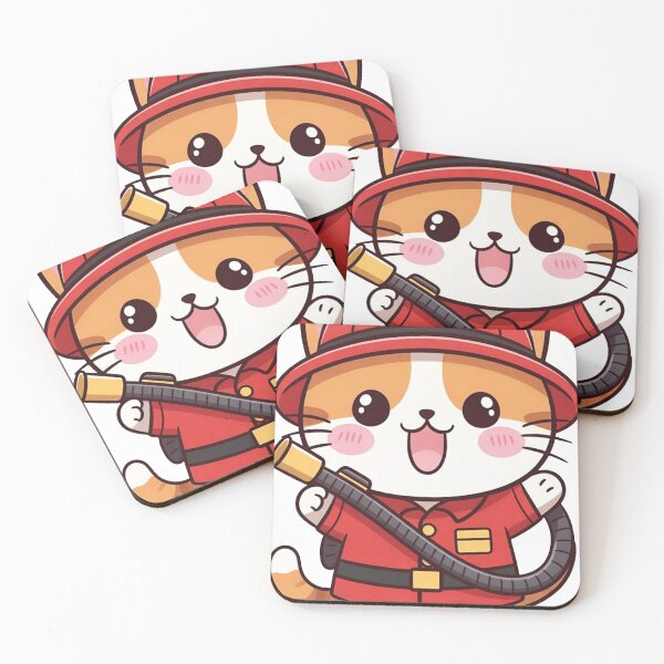 Item preview, Cute Kawaii Firefighter Cat Sticker Funny Gift designed and sold by Hafcishop.