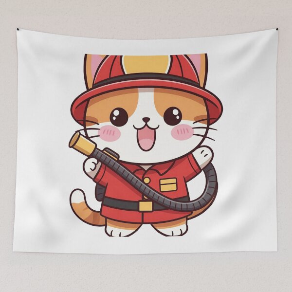 Item preview, Cute Kawaii Firefighter Cat Sticker Funny Gift designed and sold by Hafcishop.